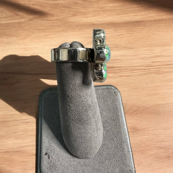 Aurora Opals in Solid Sterling Silver Flutter Ring - Picture 3 of 11